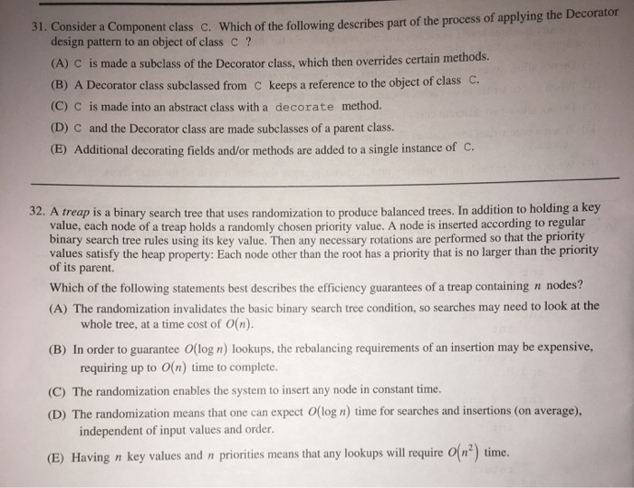 Solved 31 Consider A Component Class C Which Of The Fol