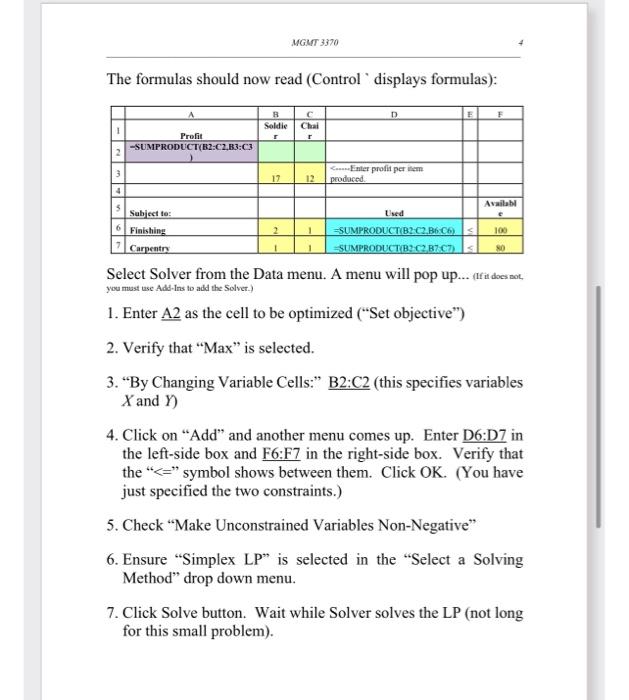 Solved Excel can be used to find the solution to an LP | Chegg.com
