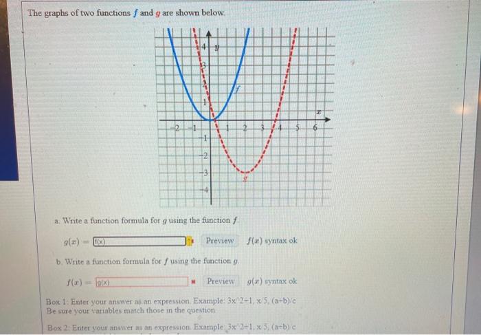 Solved The graphs of two functions f and g are shown below. | Chegg.com