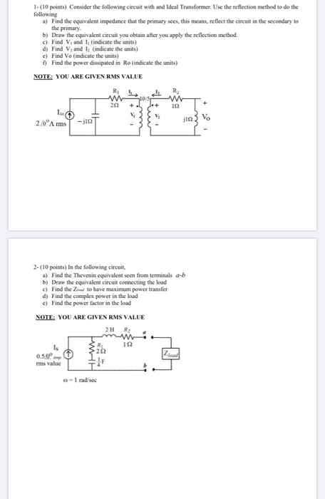 Solved 1- (10 Points) Consider The Following Circuit With | Chegg.com