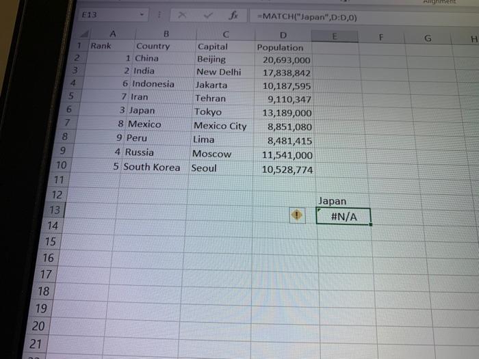 Solved *** 2. Using only Index and Match nested functions | Chegg.com