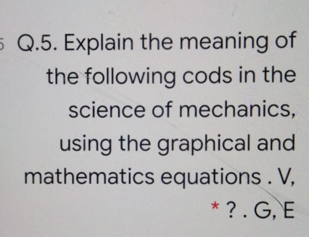 Solved 5 Q.5. Explain the meaning of the following cods in