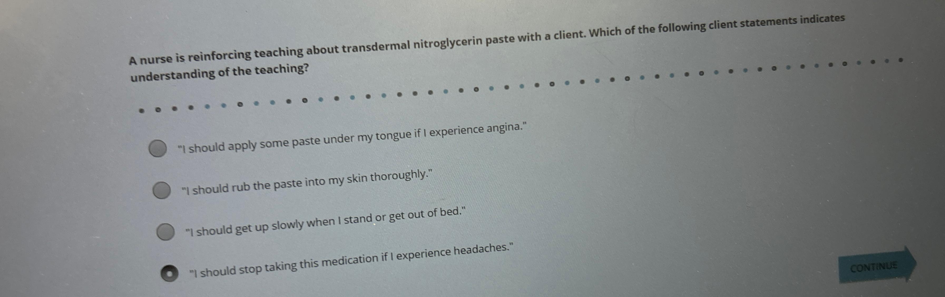 Solved A nurse is reinforcing teaching about transdermal | Chegg.com