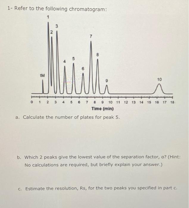 Solved 1- Refer to the following chromatogram: 3 tM 10 | Chegg.com