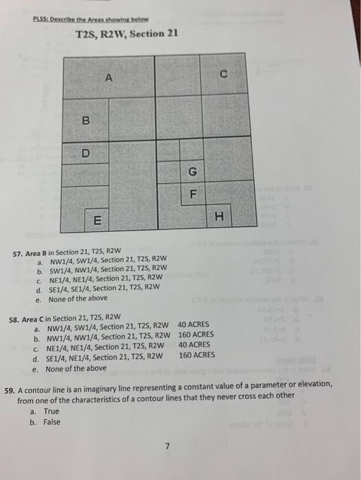 Solved PLSS: Describe the Areas showing below T2S, R2W, | Chegg.com