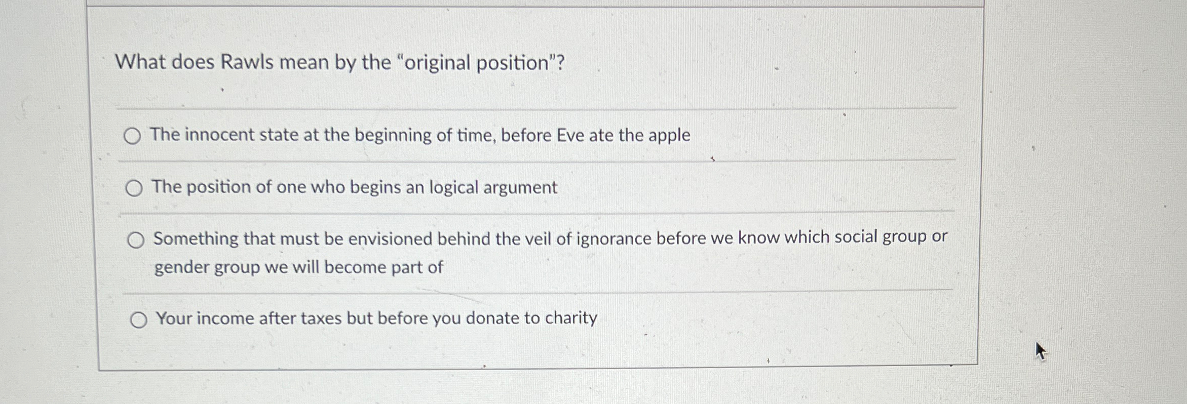 Solved What does Rawls mean by the "original position"?The