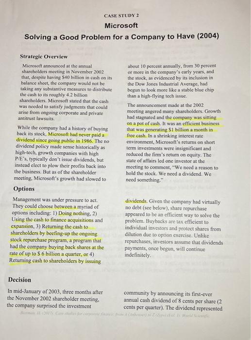 Solved CASE STUDY 2 Microsoft Solving a Good Problem for a | Chegg.com
