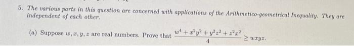 Solved 5. The various parts in this question are concerned | Chegg.com