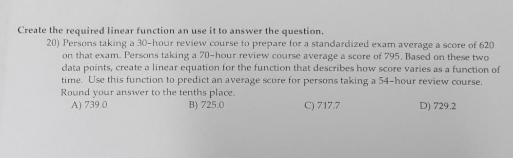 Solved Create the required linear function an use it to | Chegg.com