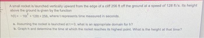 Solved A small rocket is launched vertically upward from the | Chegg.com