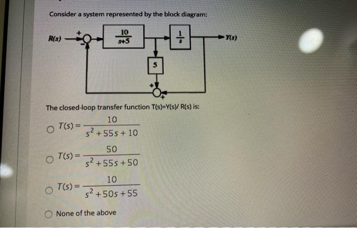 Solved Consider a system represented by the block diagram: | Chegg.com