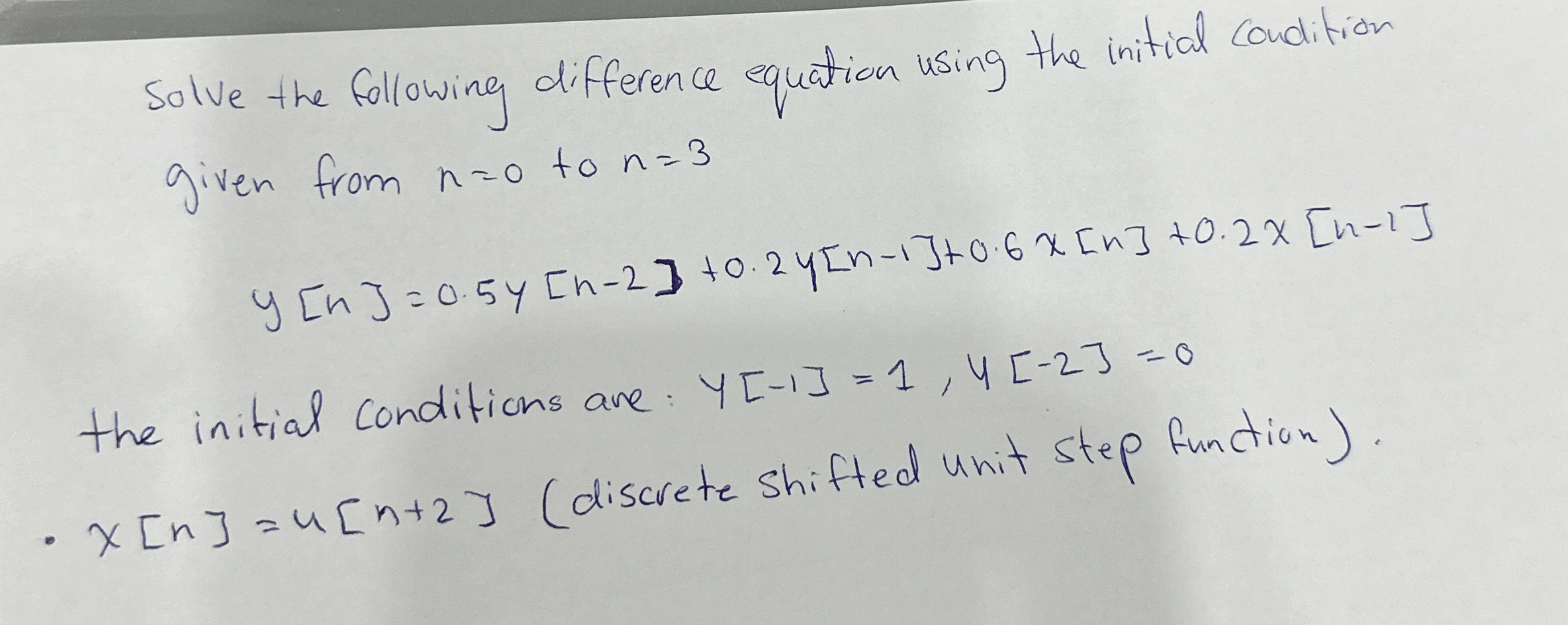 Solved Solve the following difference equation using the | Chegg.com