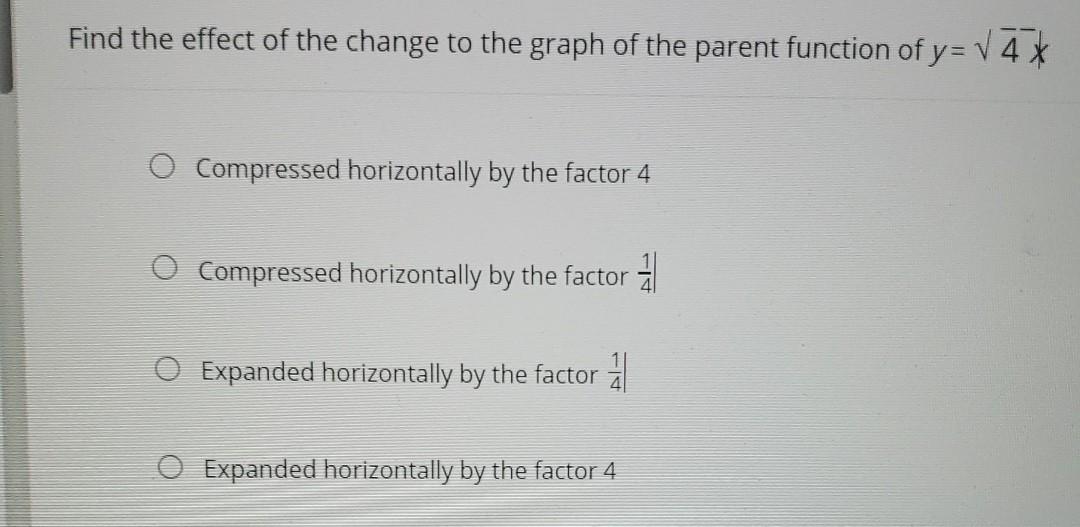 Solved Find the effect of the change to the graph of the | Chegg.com