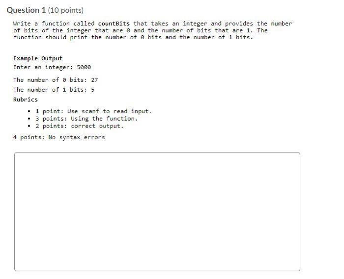 Solved Question 1 (10 points) Write a function called | Chegg.com