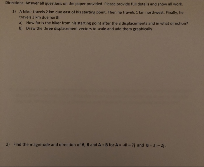 Solved Directions: Answer All Questions On The Paper | Chegg.com