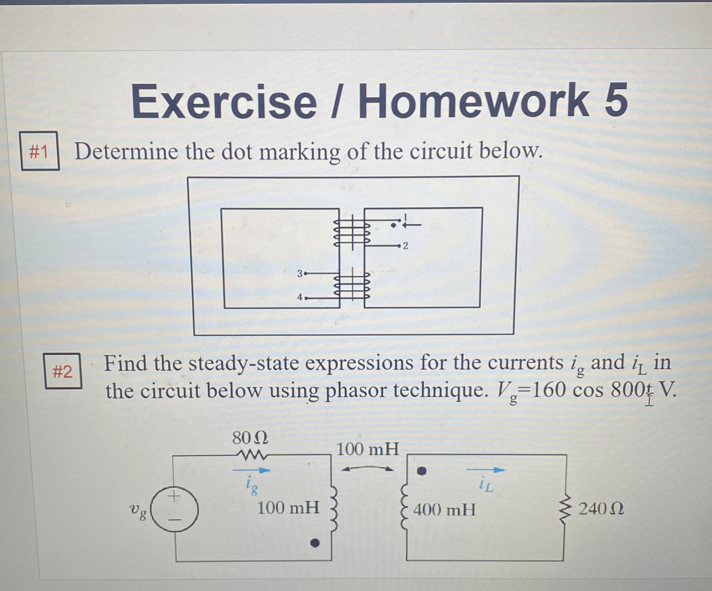 Solved Exercise / ﻿Homework 5#1 ﻿Determine the dot marking | Chegg.com