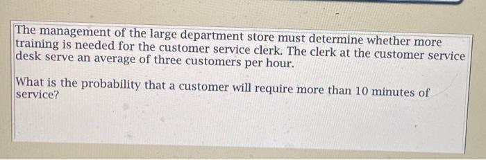 Solved 8 A Major Department Store Has Determined That Its Or Cheggcom