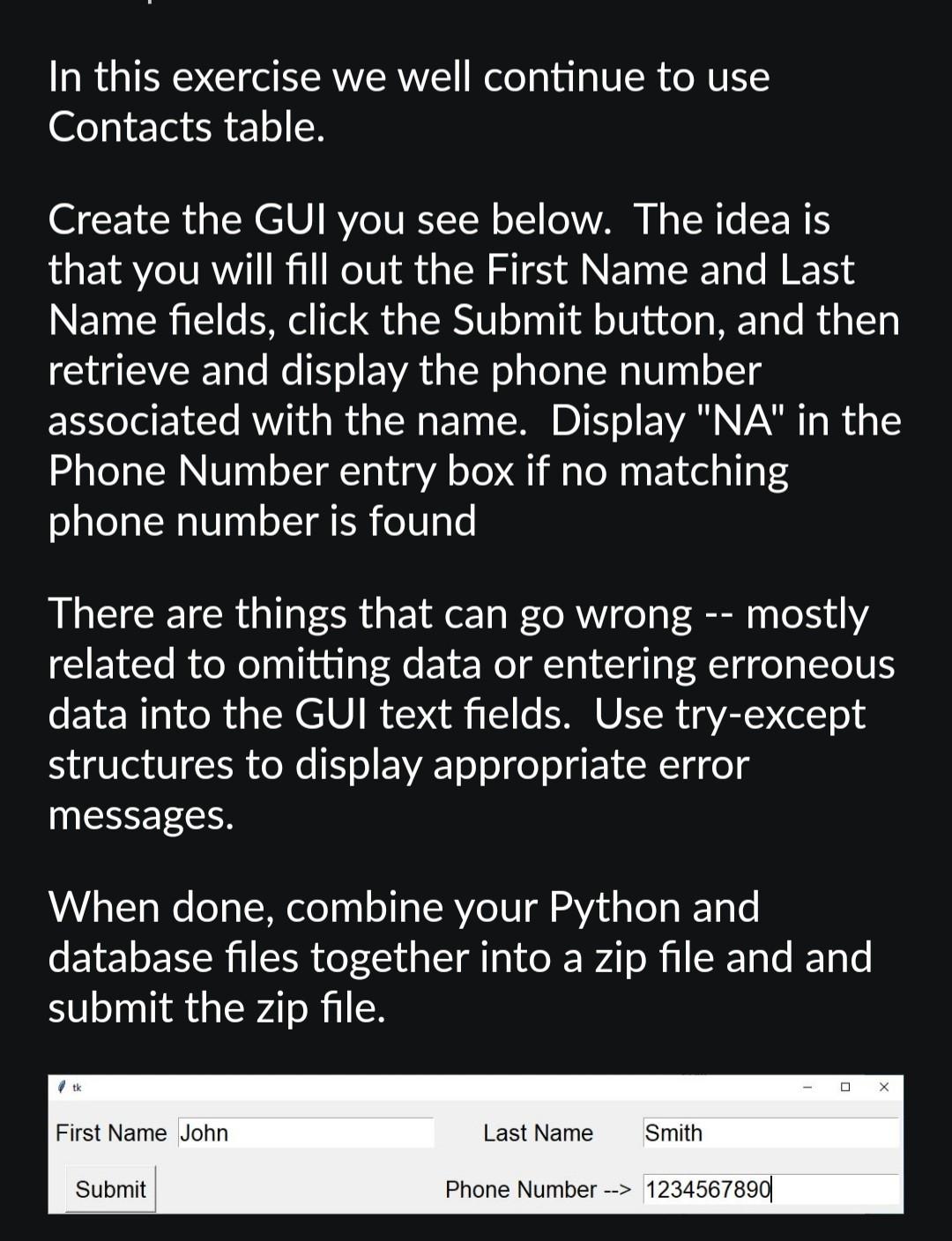 Solved In this exercise we well continue to use Contacts | Chegg.com