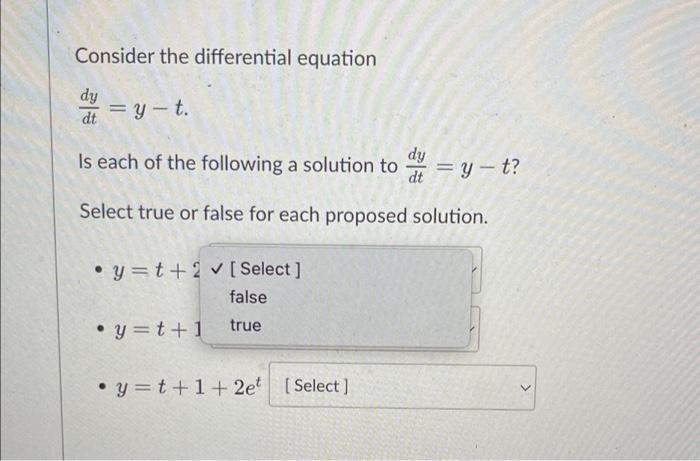 Solved Consider the differential equation dy dty-t. dy Is | Chegg.com
