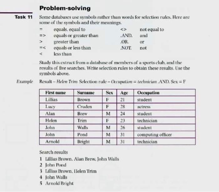 Solved Problem-solving Some databases use symbols rather | Chegg.com