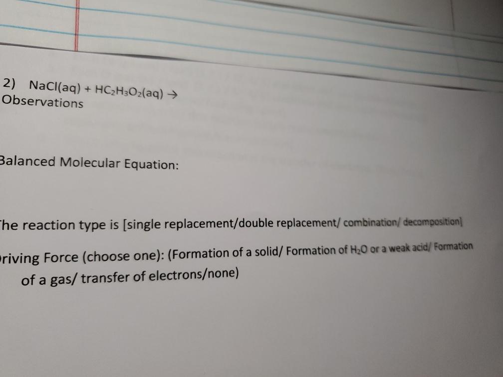 Solved what is the balanced molecular equation for | Chegg.com