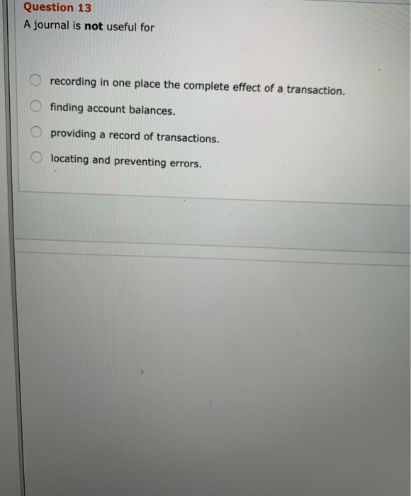 Solved Question 13 A journal is not useful for recording in 