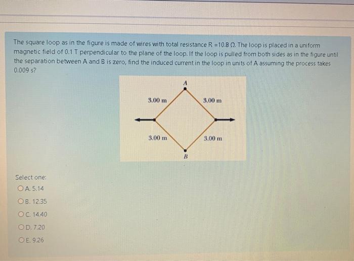 Solved The square loop as in the figure is made of wires | Chegg.com