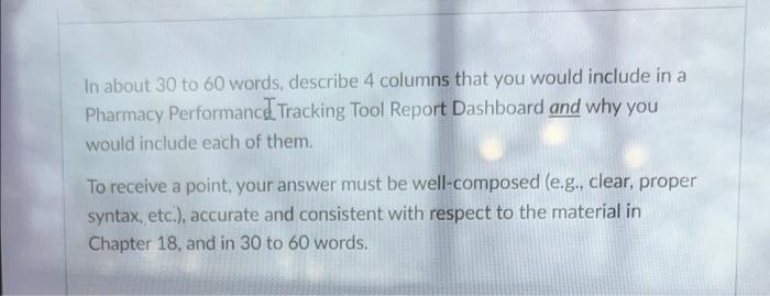 Solved In about 30 to 60 words, describe 4 columns that you | Chegg.com