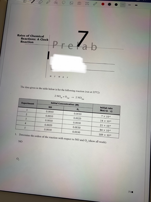 Solved Rates of Chemical Reactions A Clock Reaction