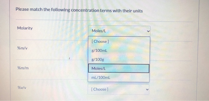 Solved Please match the following concentration terms with | Chegg.com