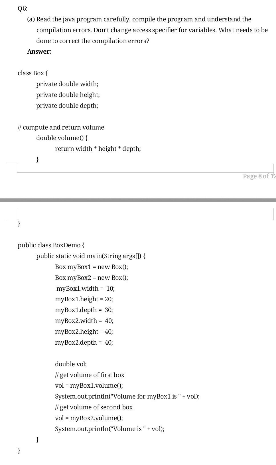Solved Q6: (a) Read the java program carefully, compile the | Chegg.com