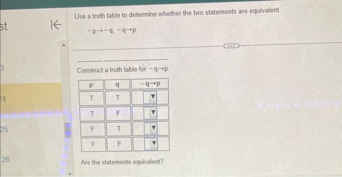 Solved Use a truth table to determine whether the two | Chegg.com