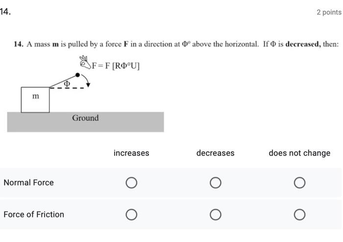 Solved 3 points 13. A mass is placed on a ramp. As the ramp | Chegg.com
