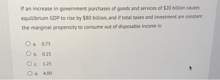 Solved If an increase in government purchases of goods and | Chegg.com