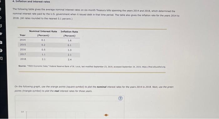 The following table gives the average nominal interest rates on six-month Treasury bils spanning the years 2014 and 2018 , wh