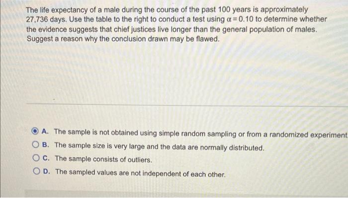 Solved The life expectancy of a male during the course of | Chegg.com