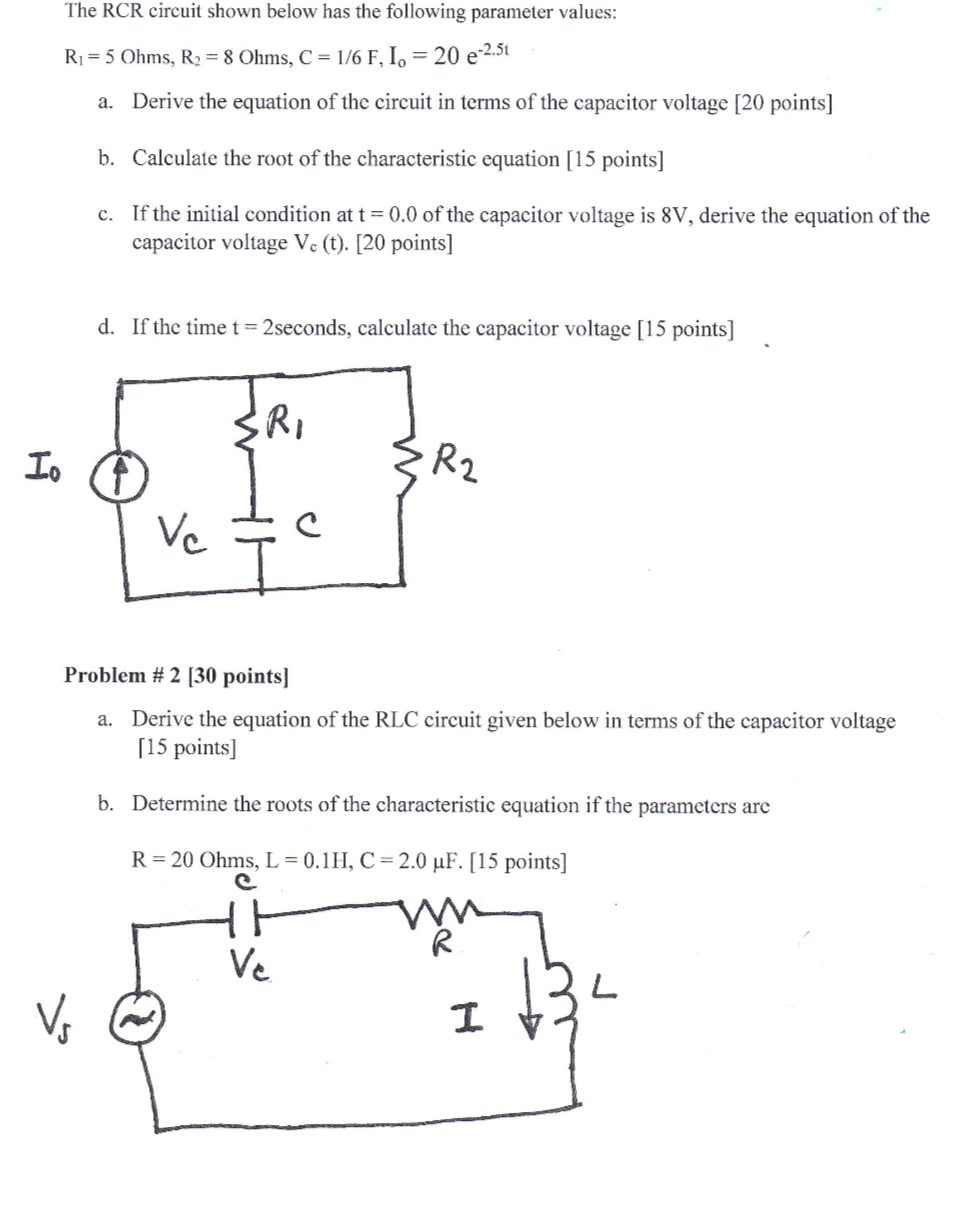 Solved The RCR circuit shown below has the following | Chegg.com