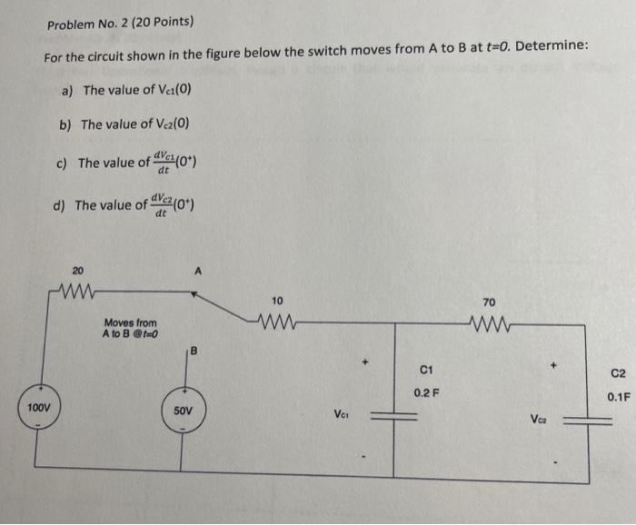 Solved Problem No. 2 (20 Points) For the circuit shown in | Chegg.com