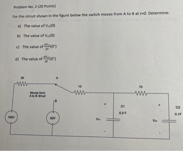 Solved Problem No. 2 (20 Points) For The Circuit Shown In | Chegg.com