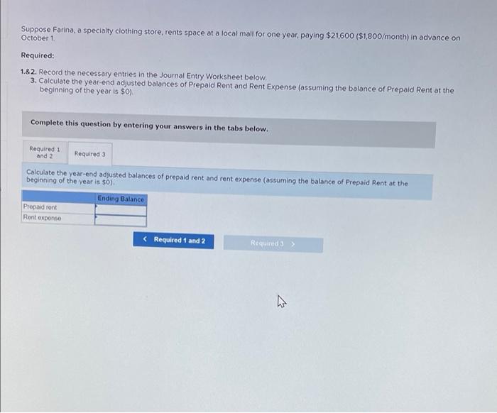 Solved Suppose Farina, a specialty clothing store, rents