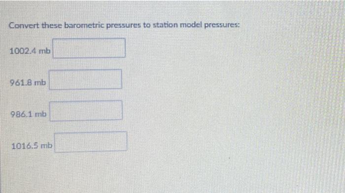 Solved Convert These Barometric Pressures To Station Model | Chegg.com