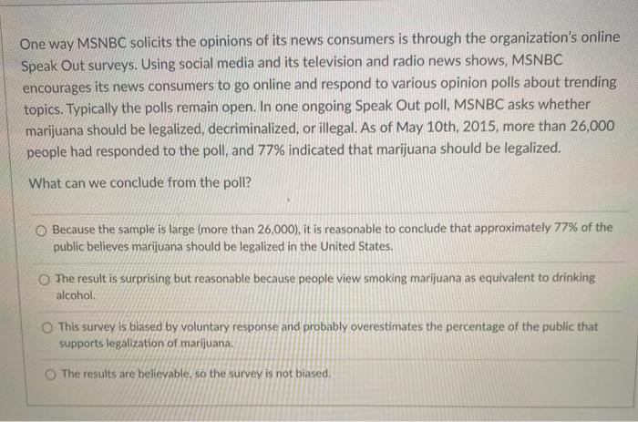 Solved One way MSNBC solicits the opinions of its news Chegg