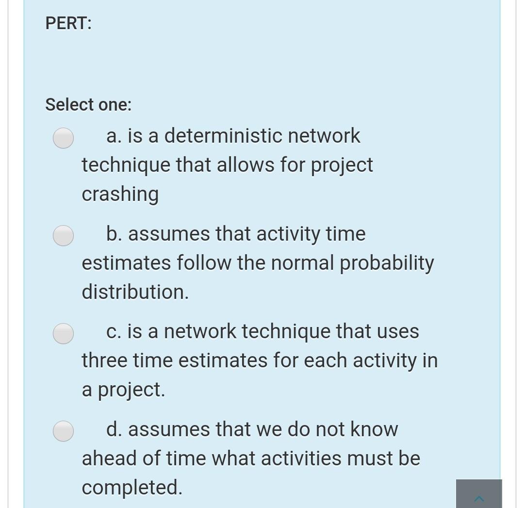 Solved The through a PERT/CPM network is called the critical | Chegg.com