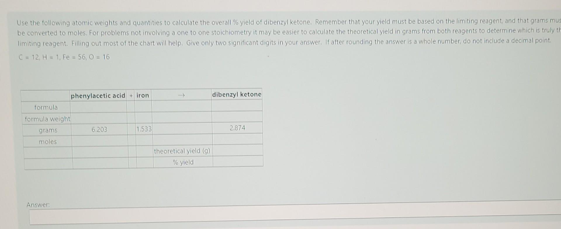 Solved Use the following atomic weights and quantities to
