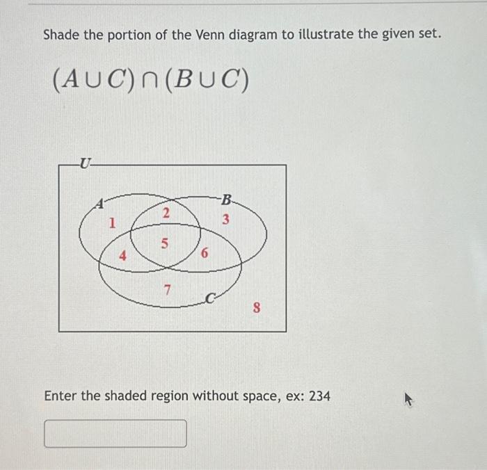 Solved Shade the portion of the Venn diagram to illustrate | Chegg.com