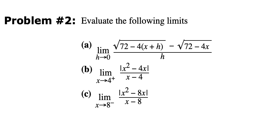 Solved Problem #2: Evaluate the following | Chegg.com