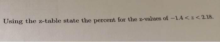 Solved Using the z-table state the percent for the z-values | Chegg.com