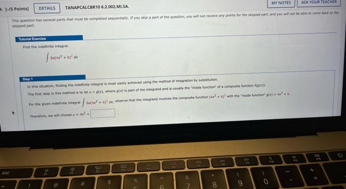 Solved Sibped Part. Tutarial Exerelse Find The Indefirite | Chegg.com