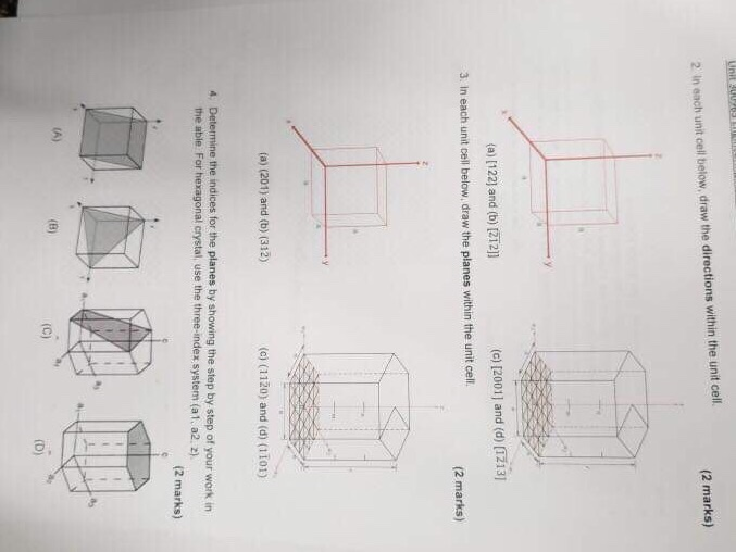 Solved (2 marks) 2 In sach unit cell below, draw the | Chegg.com
