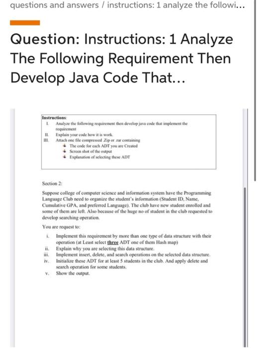 Solved questions and answers / instructions: 1 analyze the | Chegg.com